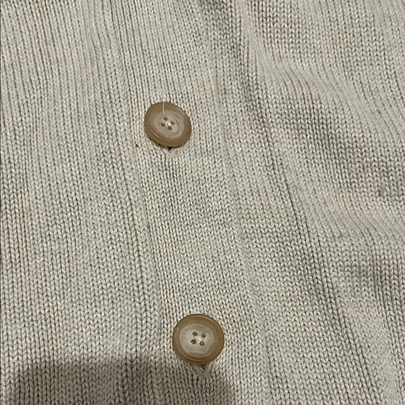 Lands End Cardigan Grandpa Fisherman Sweater Cream Medium 10-12 - Picture 5 of 6